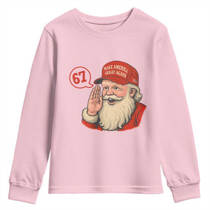 67 Six Seven Christmas Youth Sweatshirt Santa MAGA Hat Xmas TS14 Light Pink Print Your Wear