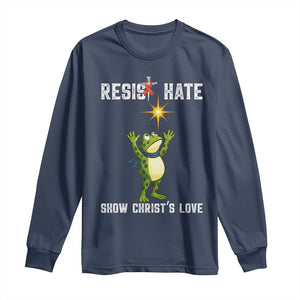 Resist Frog Long Sleeve Shirt Christian HIV Awareness Red Ribbon TS14 Navy Print Your Wear