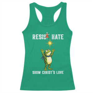 Resist Frog Racerback Tank Top Christian HIV Awareness Red Ribbon - Print Your Wear