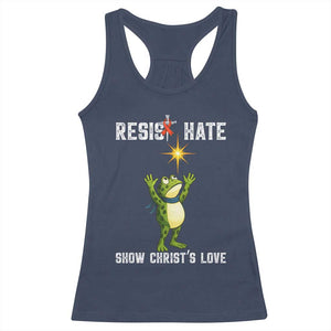Resist Frog Racerback Tank Top Christian HIV Awareness Red Ribbon - Print Your Wear