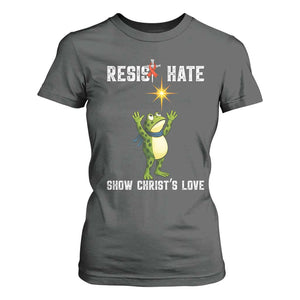 Resist Frog T Shirt For Women Christian HIV Awareness Red Ribbon TS14 Dark Heather Print Your Wear