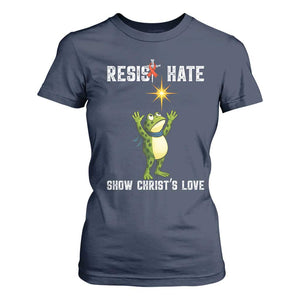 Resist Frog T Shirt For Women Christian HIV Awareness Red Ribbon TS14 Navy Print Your Wear