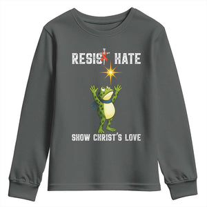 Resist Frog Youth Sweatshirt Christian HIV Awareness Red Ribbon TS14 Dark Heather Print Your Wear