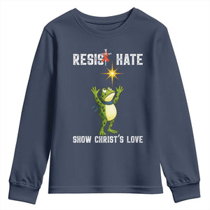 Resist Frog Youth Sweatshirt Christian HIV Awareness Red Ribbon TS14 Navy Print Your Wear