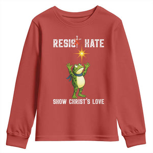 Resist Frog Youth Sweatshirt Christian HIV Awareness Red Ribbon TS14 Red Print Your Wear
