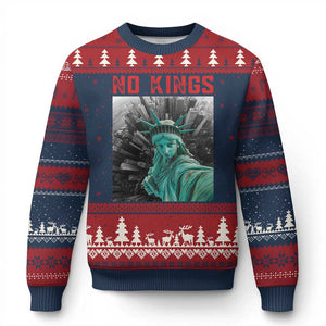 No Kings Ugly Christmas Sweater Statue of Liberty Selfie Freedom TS14 Navy Red Print Your Wear