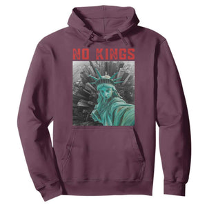 No Kings Hoodie Statue of Liberty Selfie Freedom TS14 Maroon Print Your Wear