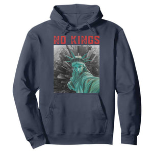 No Kings Hoodie Statue of Liberty Selfie Freedom TS14 Navy Print Your Wear