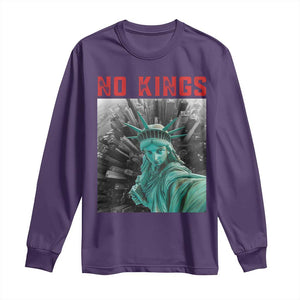No Kings Long Sleeve Shirt Statue of Liberty Selfie Freedom TS14 Purple Print Your Wear