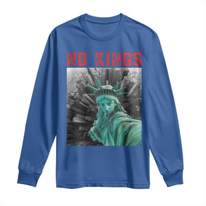 No Kings Long Sleeve Shirt Statue of Liberty Selfie Freedom TS14 Royal Blue Print Your Wear