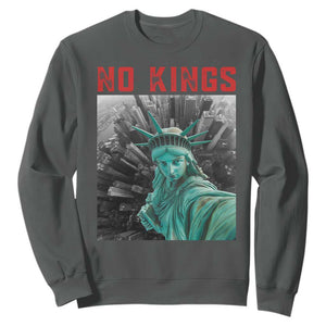 No Kings Sweatshirt Statue of Liberty Selfie Freedom TS14 Dark Heather Print Your Wear