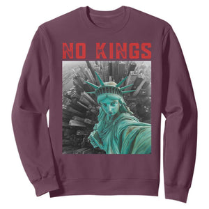 No Kings Sweatshirt Statue of Liberty Selfie Freedom TS14 Maroon Print Your Wear