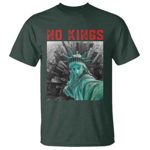 No Kings T Shirt Statue of Liberty Selfie Freedom TS14 Dark Forest Green Print Your Wear
