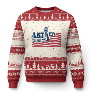 Antifa Fascism Patriotic Ugly Christmas Sweater Antifascist Statue of Liberty TS14 Beige Red Print Your Wear