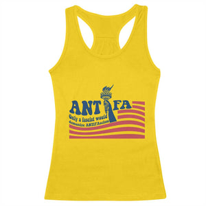 Antifa Fascism Patriotic Racerback Tank Top Antifascist Statue of Liberty - Print Your Wear