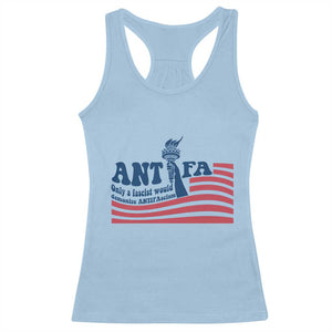 Antifa Fascism Patriotic Racerback Tank Top Antifascist Statue of Liberty TS14 Light Blue Print Your Wear