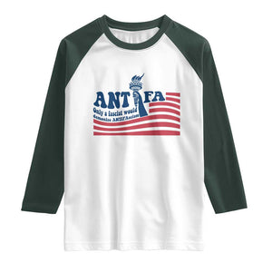 Antifa Fascism Patriotic Raglan Shirt Antifascist Statue of Liberty TS14 White Dark Forest Green Print Your Wear