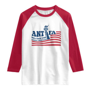 Antifa Fascism Patriotic Raglan Shirt Antifascist Statue of Liberty TS14 White Red Print Your Wear