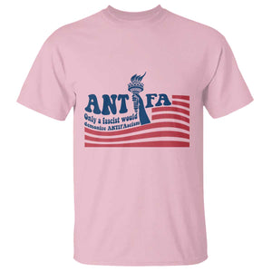 Antifa Fascism Patriotic T Shirt Antifascist Statue of Liberty TS14 Light Pink Print Your Wear