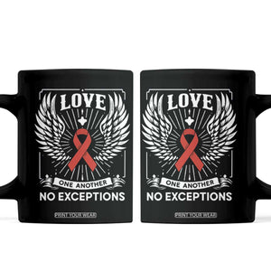 Red Ribbon Christian Coffee Mug Cross Minimal Faith HIV Awareness Religious TS14 Black Print Your Wear