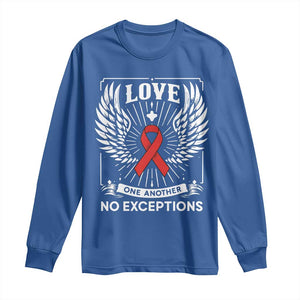 Red Ribbon Christian Long Sleeve Shirt Cross Minimal Faith HIV Awareness Religious TS14 Royal Blue Print Your Wear