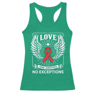 Red Ribbon Christian Racerback Tank Top Cross Minimal Faith HIV Awareness Religious - Print Your Wear