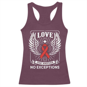 Red Ribbon Christian Racerback Tank Top Cross Minimal Faith HIV Awareness Religious - Print Your Wear