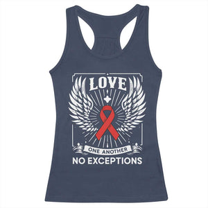 Red Ribbon Christian Racerback Tank Top Cross Minimal Faith HIV Awareness Religious - Print Your Wear