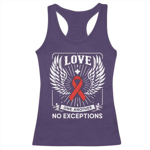 Red Ribbon Christian Racerback Tank Top Cross Minimal Faith HIV Awareness Religious - Print Your Wear
