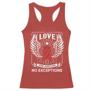 Red Ribbon Christian Racerback Tank Top Cross Minimal Faith HIV Awareness Religious - Print Your Wear