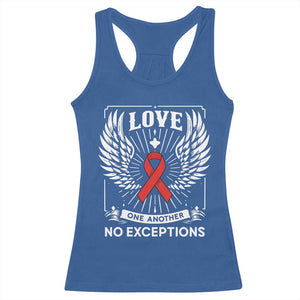 Red Ribbon Christian Racerback Tank Top Cross Minimal Faith HIV Awareness Religious - Print Your Wear