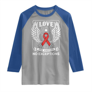 Red Ribbon Christian Raglan Shirt Cross Minimal Faith HIV Awareness Religious TS14 Sport Gray Royal Print Your Wear