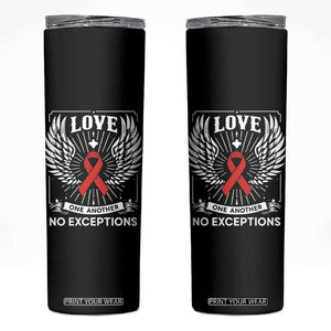 Red Ribbon Christian Skinny Tumbler Cross Minimal Faith HIV Awareness Religious TS14 Black Print Your Wear