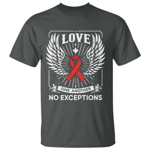 Red Ribbon Christian T Shirt Cross Minimal Faith HIV Awareness Religious TS14 Dark Heather Print Your Wear