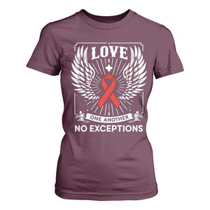 Red Ribbon Christian T Shirt For Women Cross Minimal Faith HIV Awareness Religious TS14 Maroon Print Your Wear