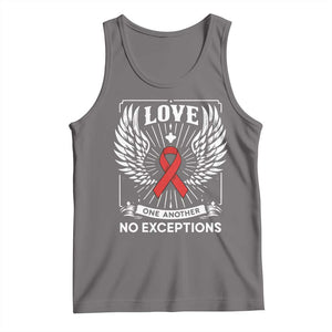 Red Ribbon Christian Tank Top Cross Minimal Faith HIV Awareness Religious TS14 Deep Heather Print Your Wear