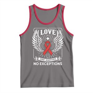 Red Ribbon Christian Tank Top Cross Minimal Faith HIV Awareness Religious TS14 Deep Heather Red Print Your Wear