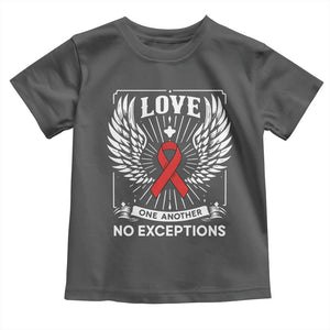 Red Ribbon Christian Toddler T Shirt Cross Minimal Faith HIV Awareness Religious TS14 Dark Heather Print Your Wear