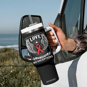 Red Ribbon Christian Tumbler With Handle Cross Minimal Faith HIV Awareness Religious TS14 Print Your Wear