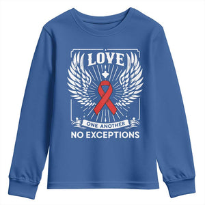 Red Ribbon Christian Youth Sweatshirt Cross Minimal Faith HIV Awareness Religious TS14 Royal Blue Print Your Wear