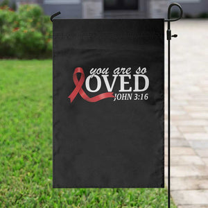 Red Ribbon Christian Garden Flag Cross Bible Verse Inspirational Religious Faith TS14 Print Your Wear