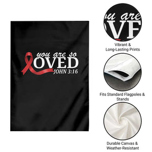 Red Ribbon Christian Garden Flag Cross Bible Verse Inspirational Religious Faith TS14 Print Your Wear