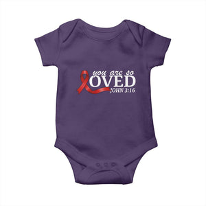 Red Ribbon Christian Baby Onesie Cross Bible Verse Inspirational Religious Faith TS14 Purple Print Your Wear