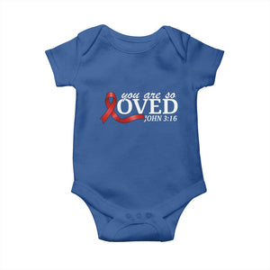 Red Ribbon Christian Baby Onesie Cross Bible Verse Inspirational Religious Faith TS14 Royal Blue Print Your Wear