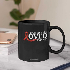Red Ribbon Christian Coffee Mug Cross Bible Verse Inspirational Religious Faith TS14 Print Your Wear
