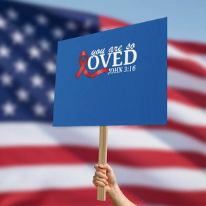 Red Ribbon Christian Protest Sign Cross Bible Verse Inspirational Religious Faith TS14 Horizontal 18" × 24" Blue Print Your Wear