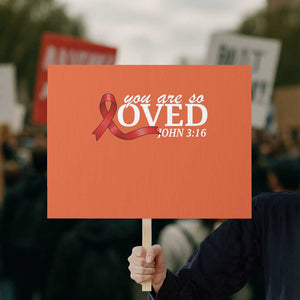 Red Ribbon Christian Protest Sign Cross Bible Verse Inspirational Religious Faith TS14 Horizontal 18" × 24" Orange Print Your Wear