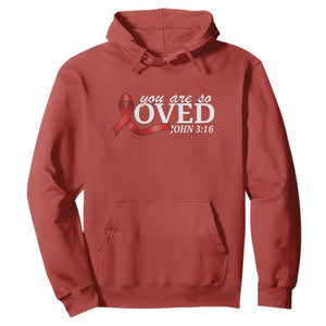 Red Ribbon Christian Hoodie Cross Bible Verse Inspirational Religious Faith TS14 Red Print Your Wear