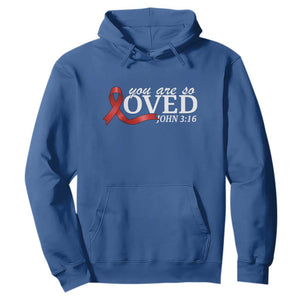 Red Ribbon Christian Hoodie Cross Bible Verse Inspirational Religious Faith TS14 Royal Blue Print Your Wear