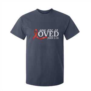 Red Ribbon Christian T Shirt For Kid Cross Bible Verse Inspirational Religious Faith TS14 Navy Print Your Wear